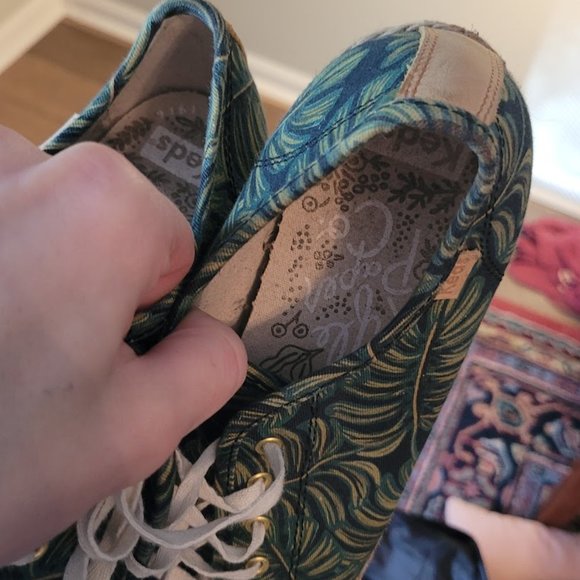 Woven, platform tropical tan and green ked sneakers, size 9.5 - Picture 3 of 5